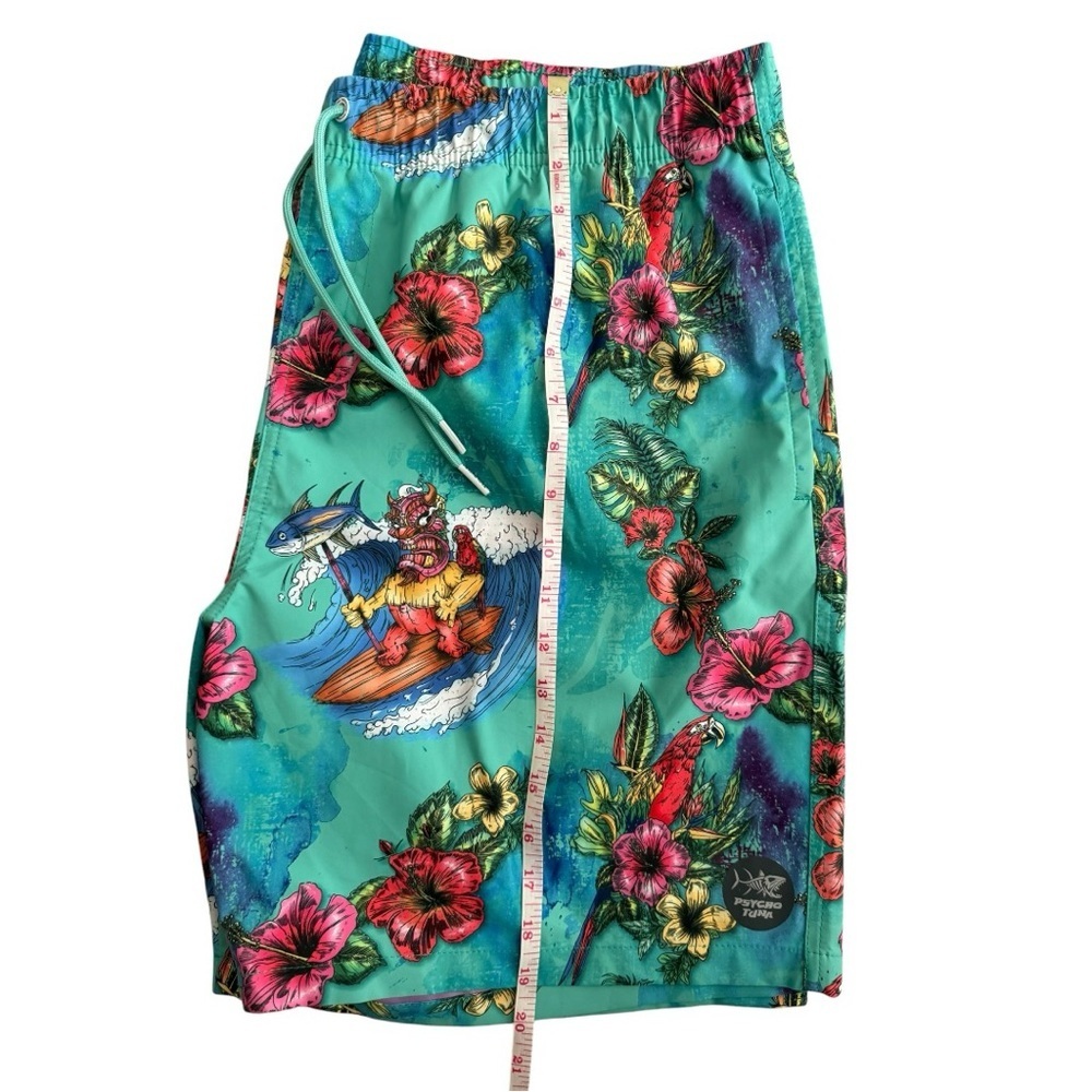 🌴 Psycho Tuna Tropical Swim Trunks – Men’s – Bright Surf Print 🌊 - Picture 6 of 6